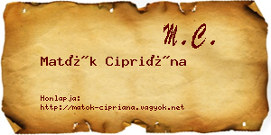 Matók Cipriána névjegykártya